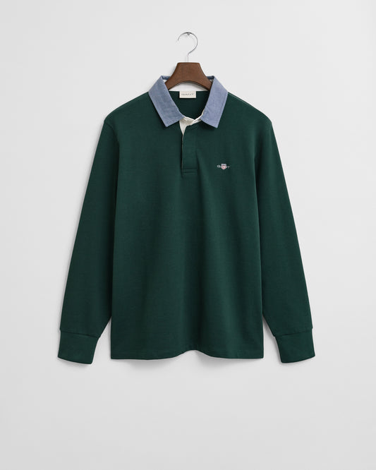 GANT Mens Regular Fit Chambray Heavy Rugger - 374 Tartan Green