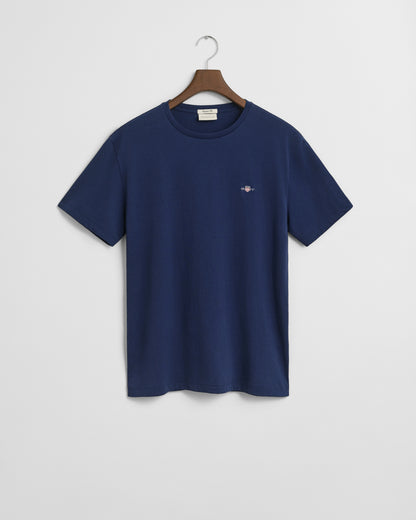 GANT Mens Regular Fit Short Sleeve Shield Logo T-Shirt - 423 Persian Blue
