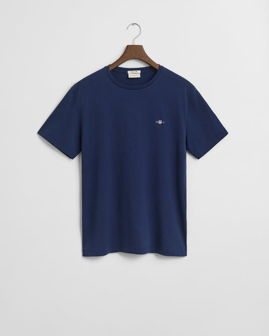 GANT Mens Regular Fit Short Sleeve Shield Logo T-Shirt - 423 Persian Blue