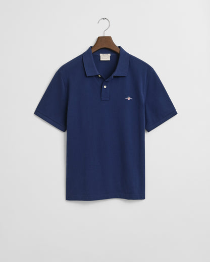 GANT Mens Regular Fit Short Sleeve Shield Logo Pique Polo - 423 Persian Blue