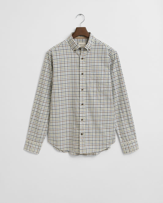 GANT Mens Long Sleeve Twill Check Shirt - 427 Clear Sky