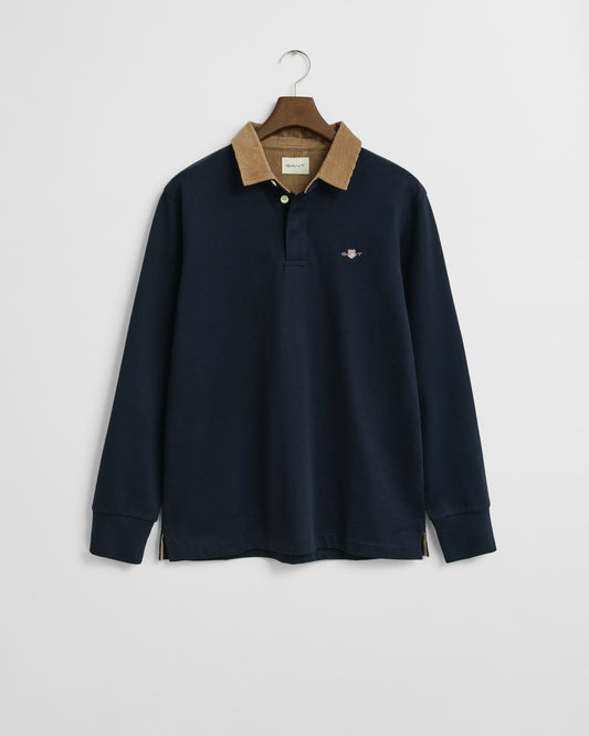 GANT Mens Cord Collar Heavy Rugger - 433 Evening Blue