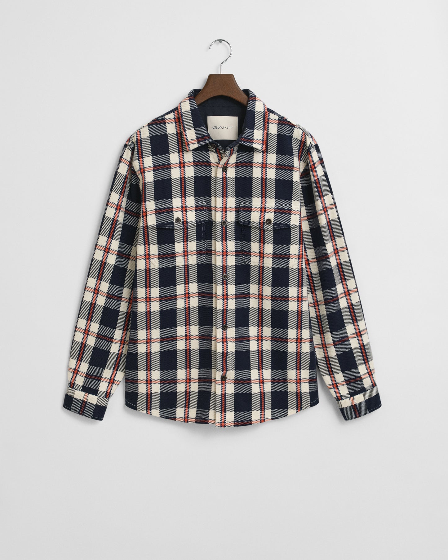 GANT Mens Heavy Twill Check Overshirt - 433 Evening Blue