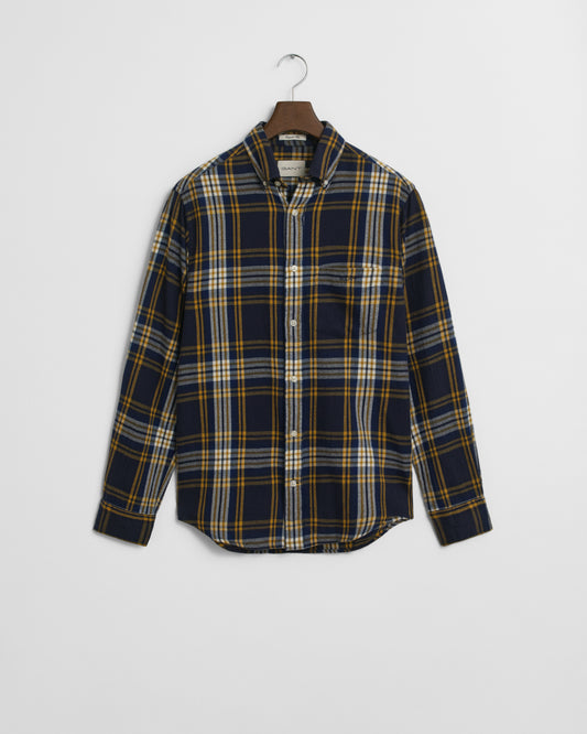 GANT Mens Long Sleeve Windblown Flannel Large Check Shirt - 433 Evening Blue