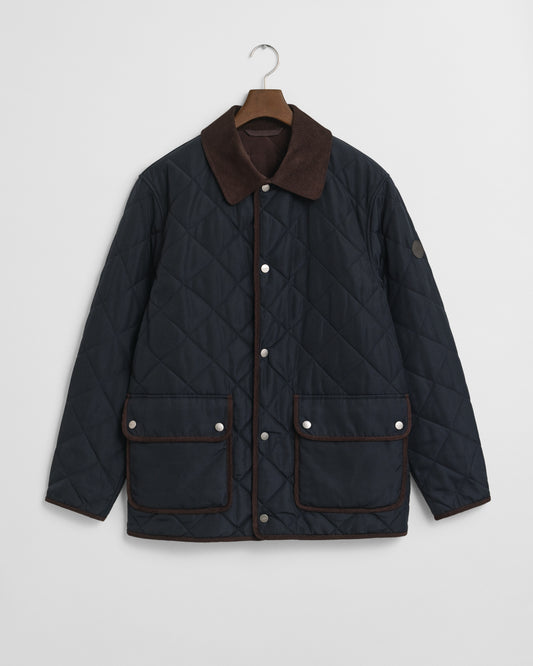 GANT Mens Diamond Quilted Fleece Jacket - 433 Evening Blue