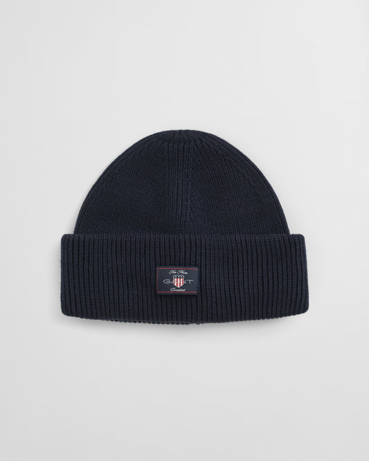 GANT Mens Cotton Blend Ribbed Beanie - 433 Evening Blue