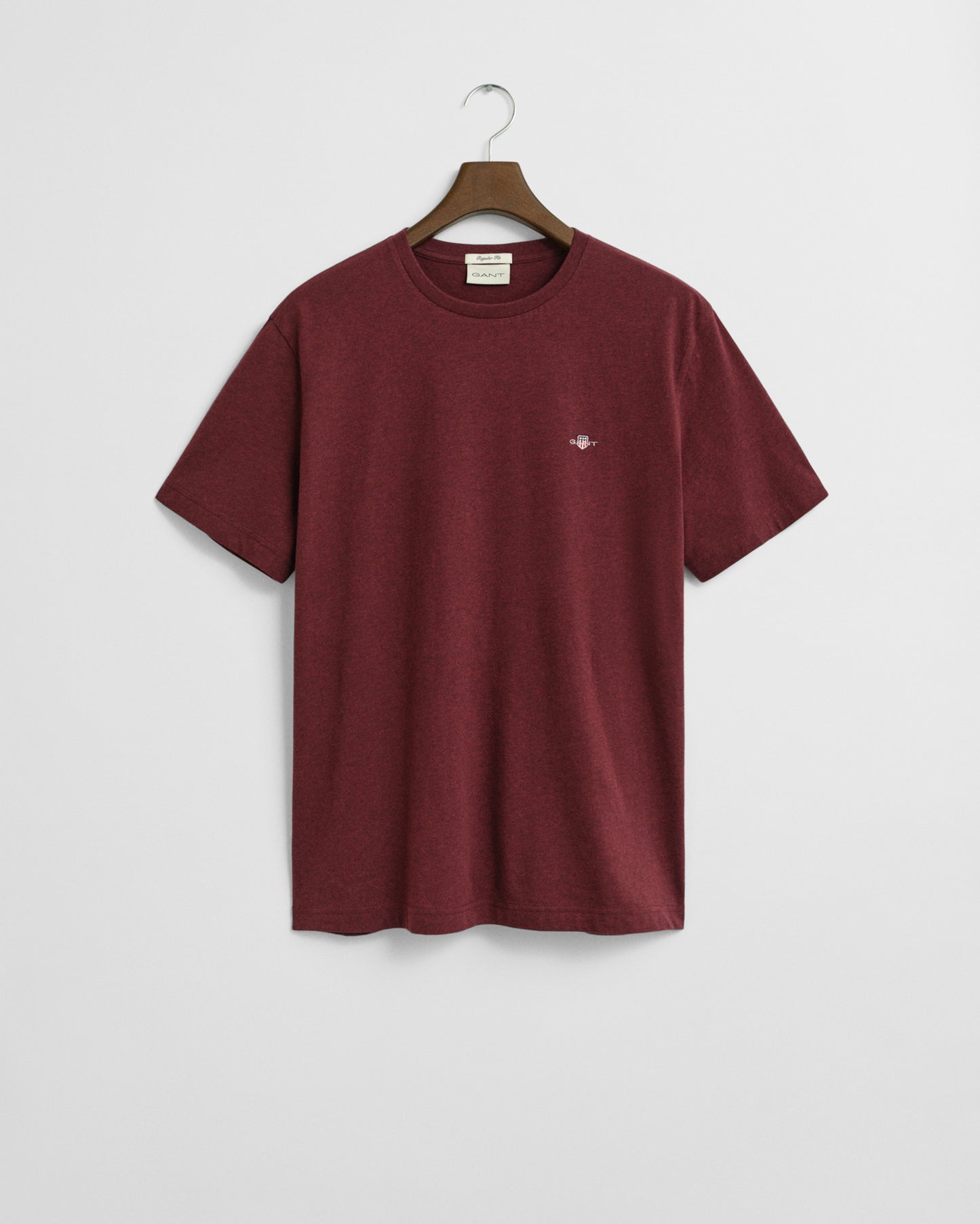GANT Mens Regular Fit Short Sleeve Shield Logo T-Shirt - 677 Bordeaux Melange