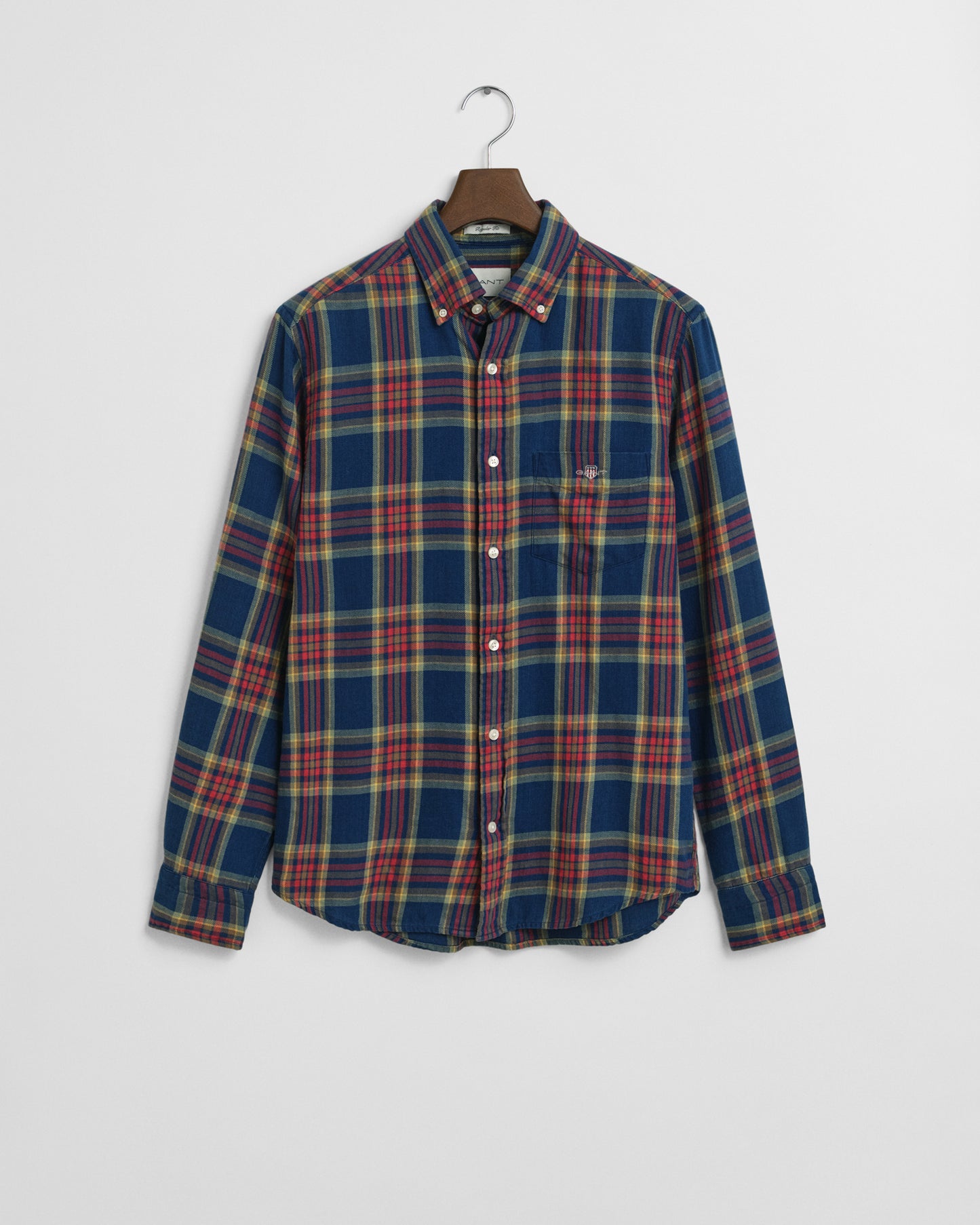 GANT Mens Long Sleeve Indigo Twill Check Shirt - 969 Indigo