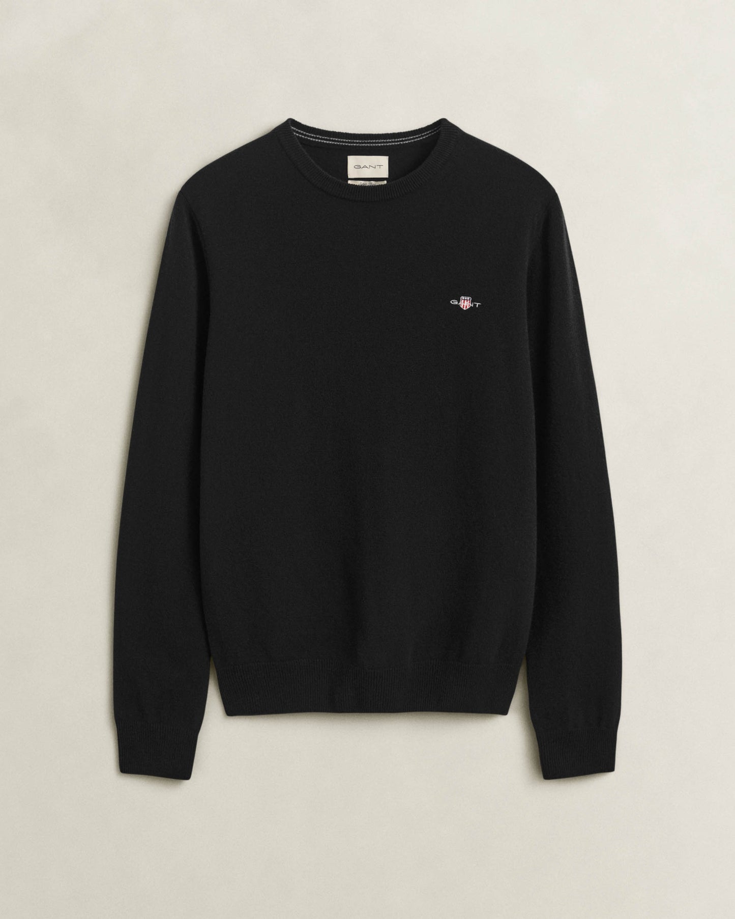 GANT Mens Superfine Lambswool Crew Neck Sweater - 5 Black