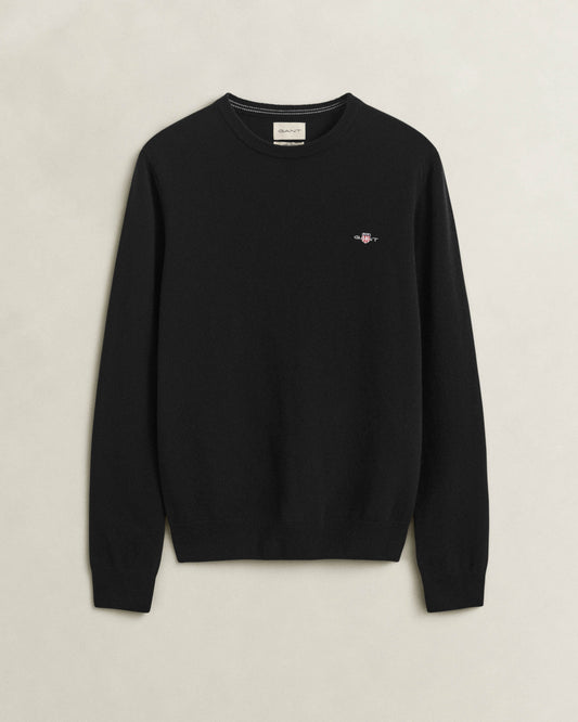 GANT Mens Superfine Lambswool Crew Neck Sweater - 5 Black