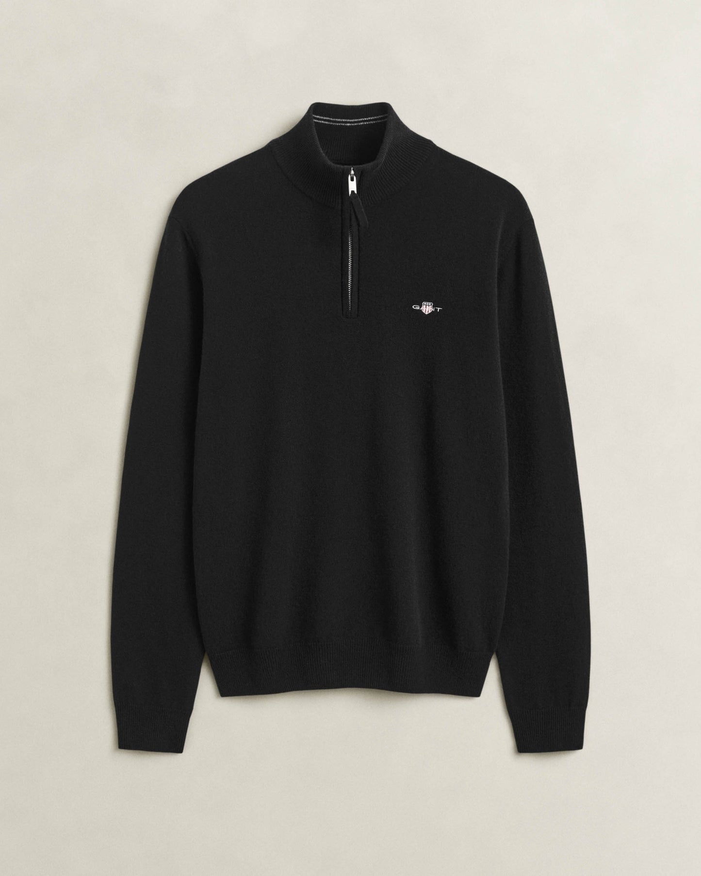 GANT Mens Superfine Lambswool Half Zip Sweater - 5 Black