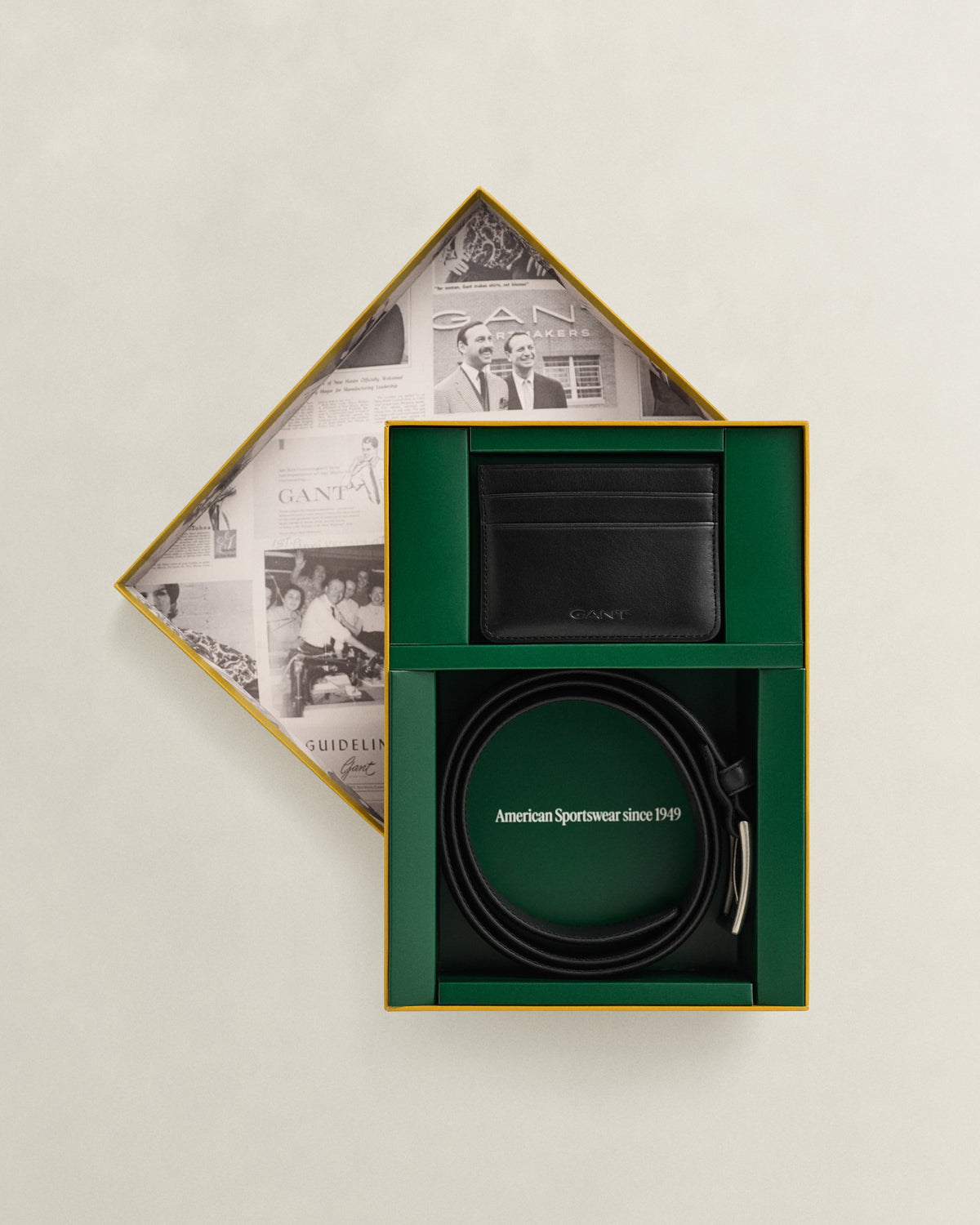GANT Mens Leather Belt and Card Holder Gift Set - 5 Black | CHO | Designer Mens Accessory Gift Sets
