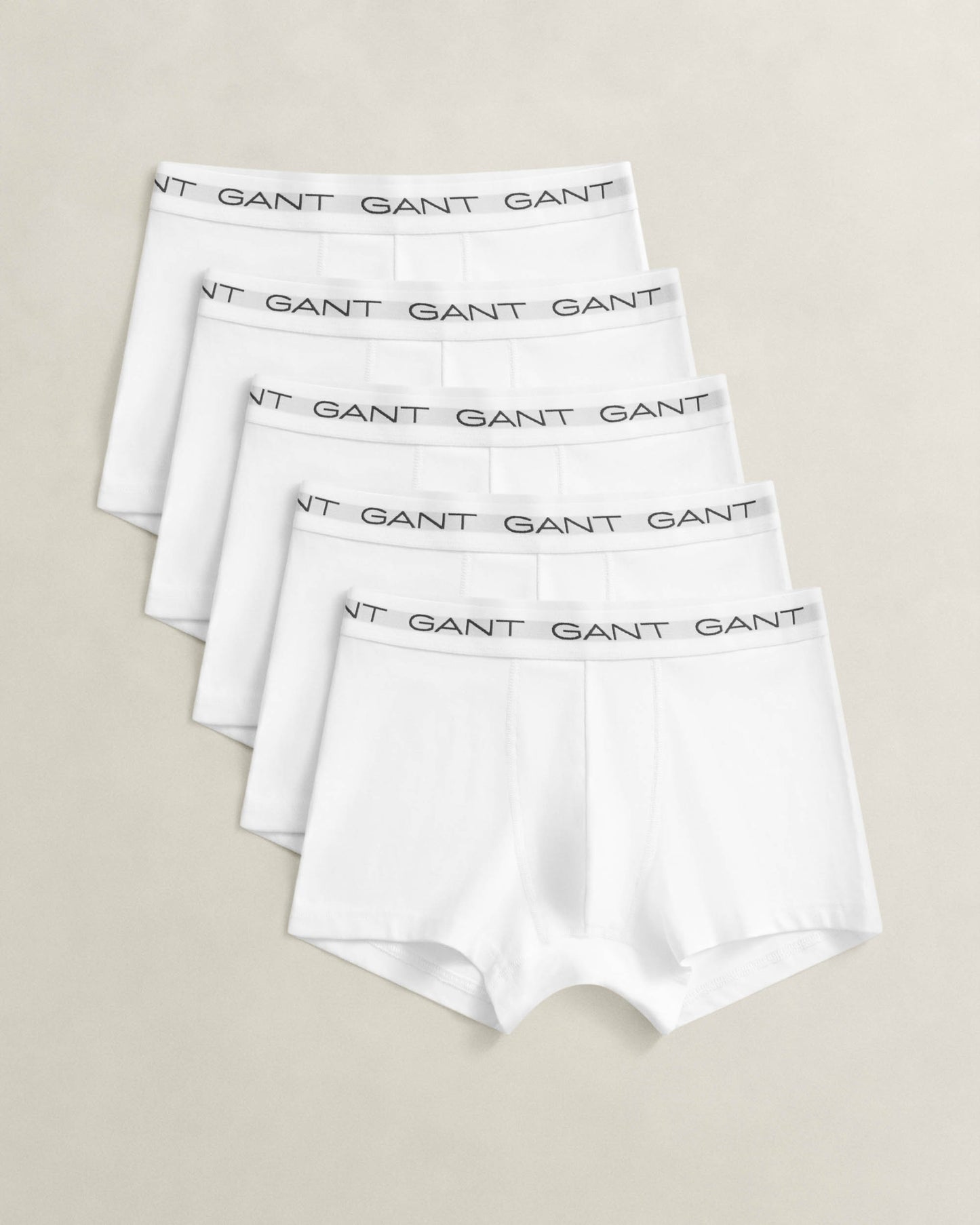 GANT Mens Slim Fit Stretch Cotton Jersey Trunks 5-Pack - 110 White