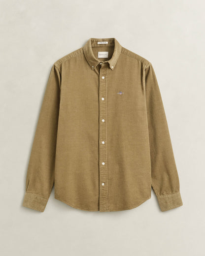 GANT Mens Regular Fit Corduroy Shirt - 264 Light Taupe | CHO | Designer Mens Long Sleeve Shirts