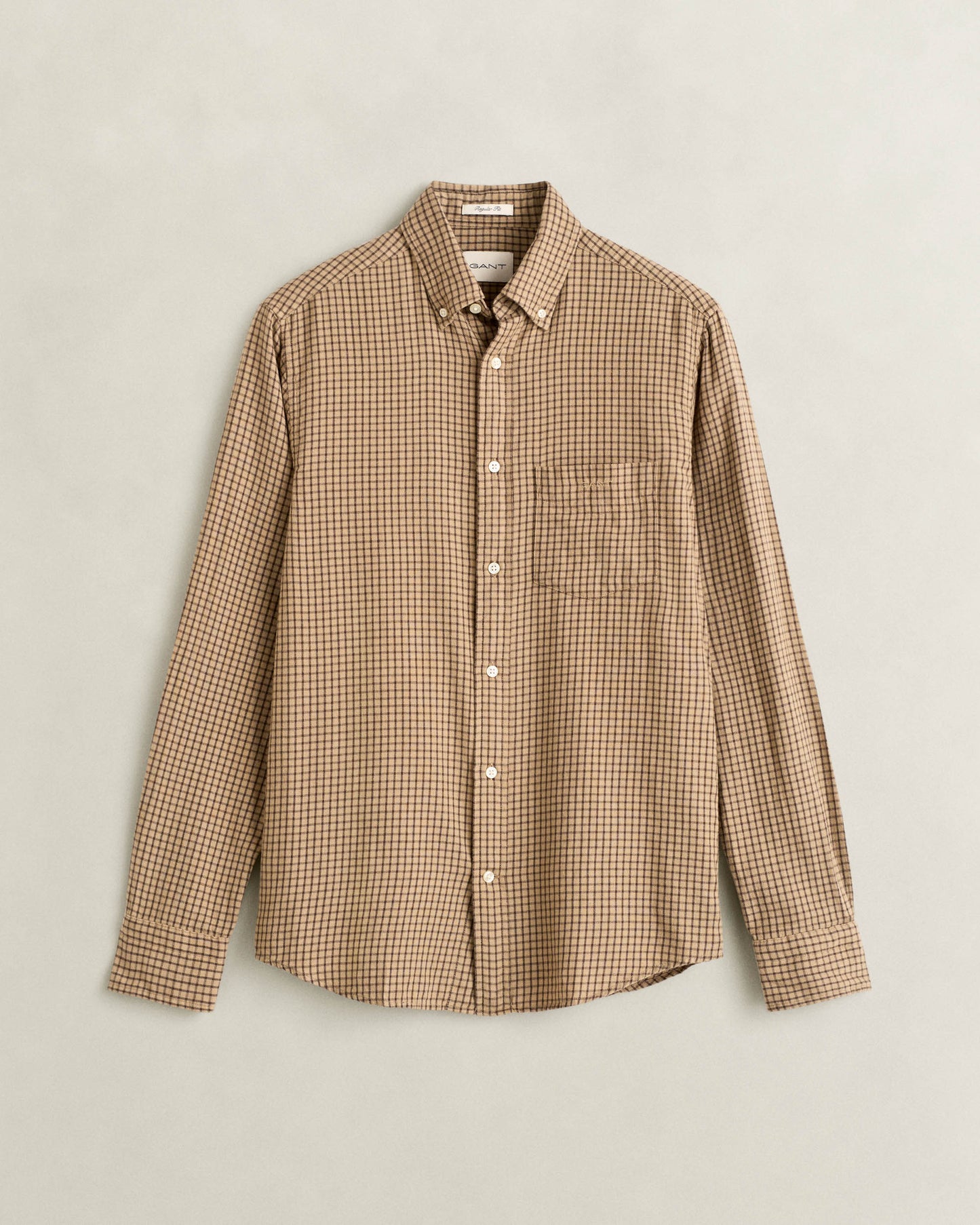 GANT Mens Regular Fit Windblown Flannel Check Shirt - 277 Dry Sand
