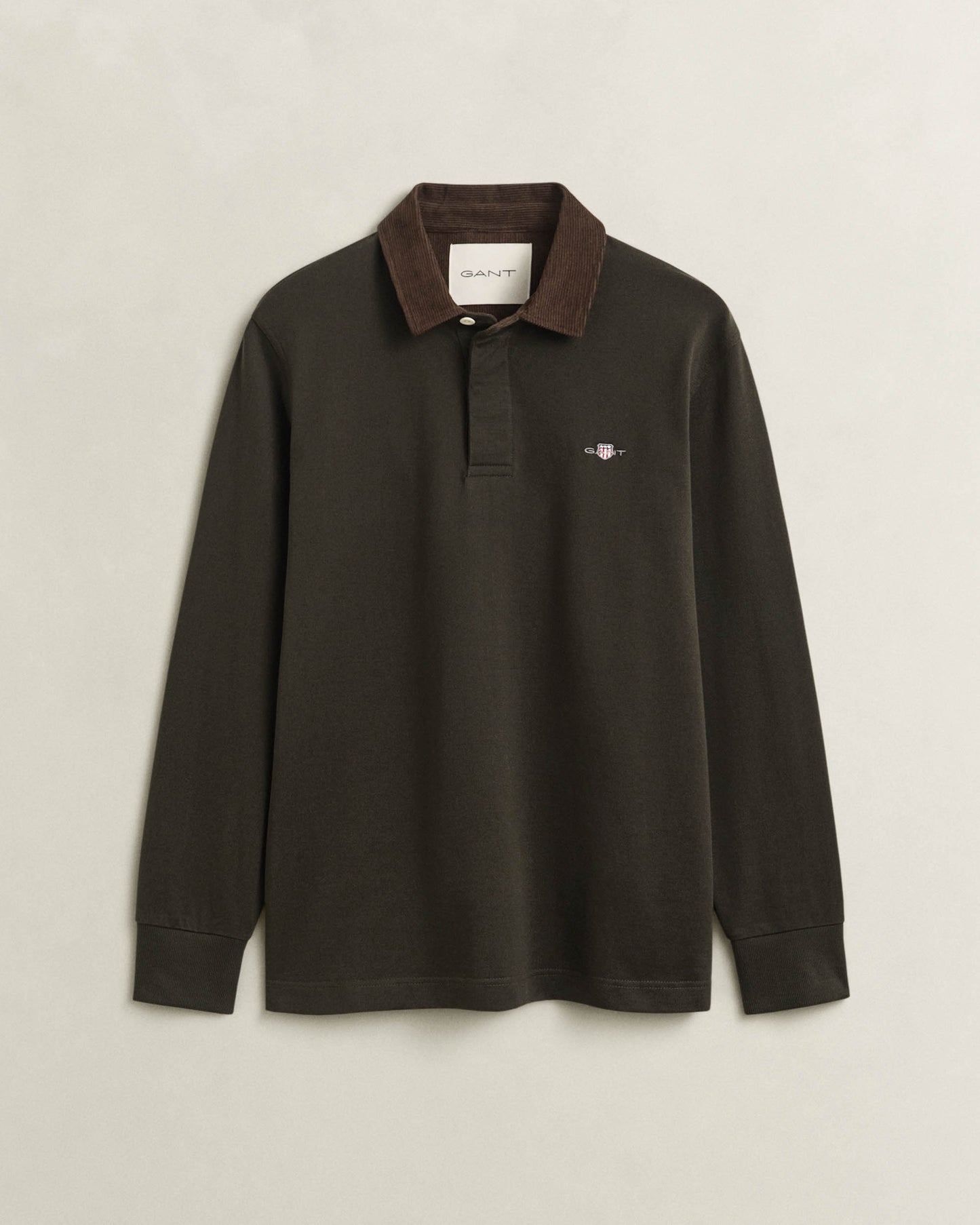 GANT Mens Cord Collar Rugger - 368 Dark Moss Green