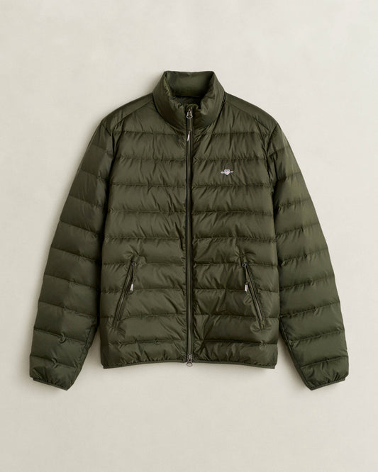 GANT Mens Light Down Jacket - 368 Dark Moss Green