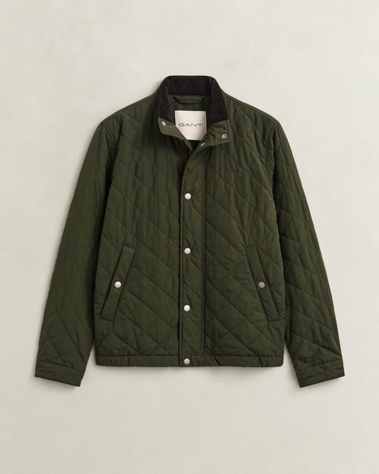 GANT Mens Quilted Jacket - 368 Dark Moss Green | CHO | Designer Mens Quilted Jackets