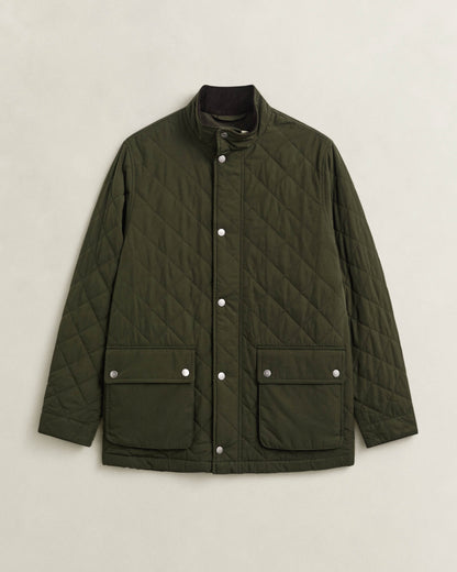 GANT Mens Quilted Mid Jacket - 368 Dark Moss Green | CHO | Designer Mens Quilted Jackets