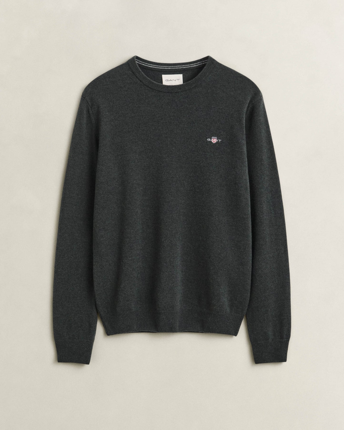 GANT Mens Superfine Lambswool Crew Neck Sweater - 368 Dark Moss Green