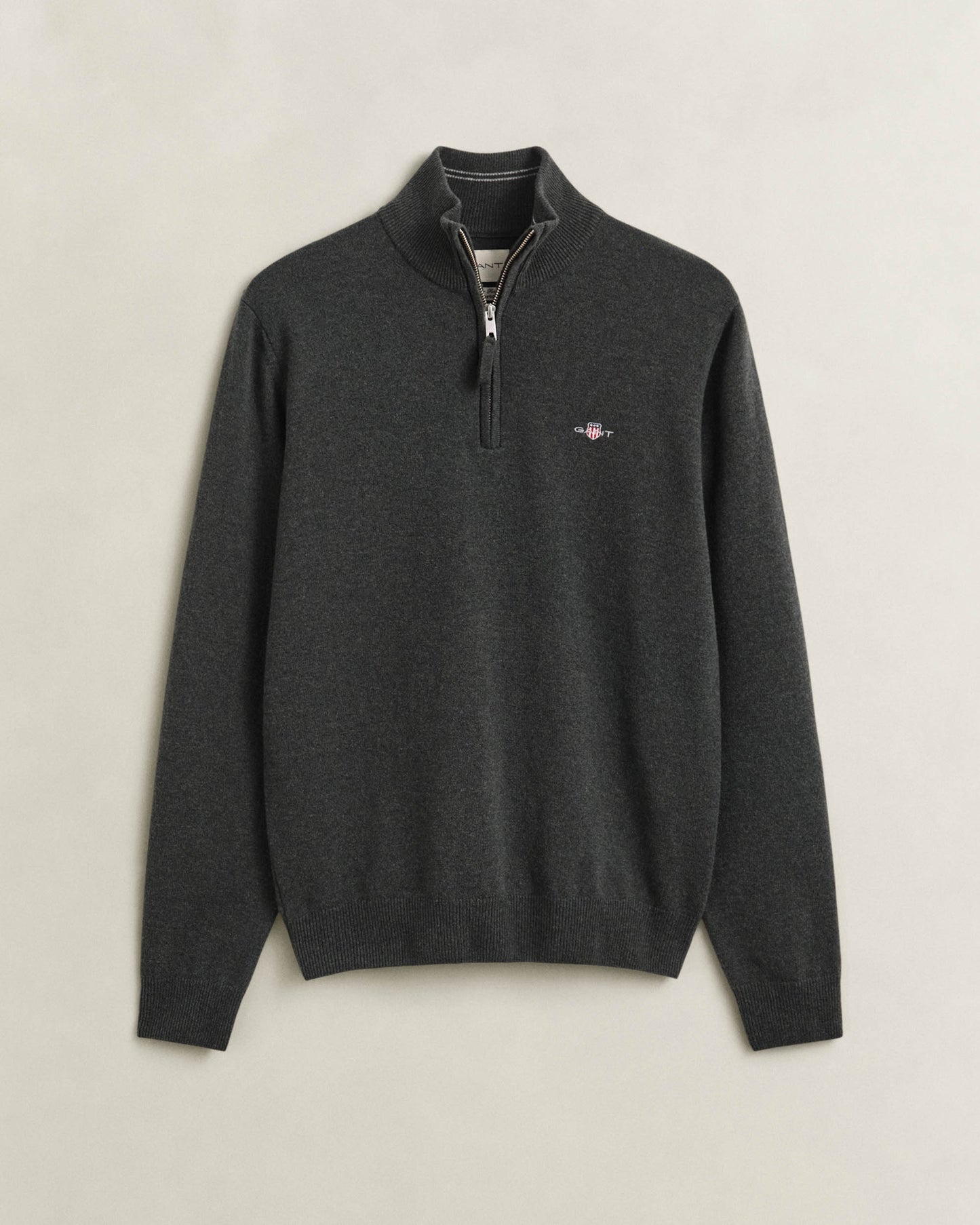 GANT Mens Superfine Lambswool Half Zip Sweater - 368 Dark Moss Green