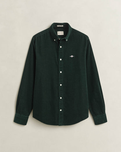 GANT Mens Regular Fit Corduroy Shirt - 374 Tartan Green | CHO | Designer Mens Long Sleeve Shirts