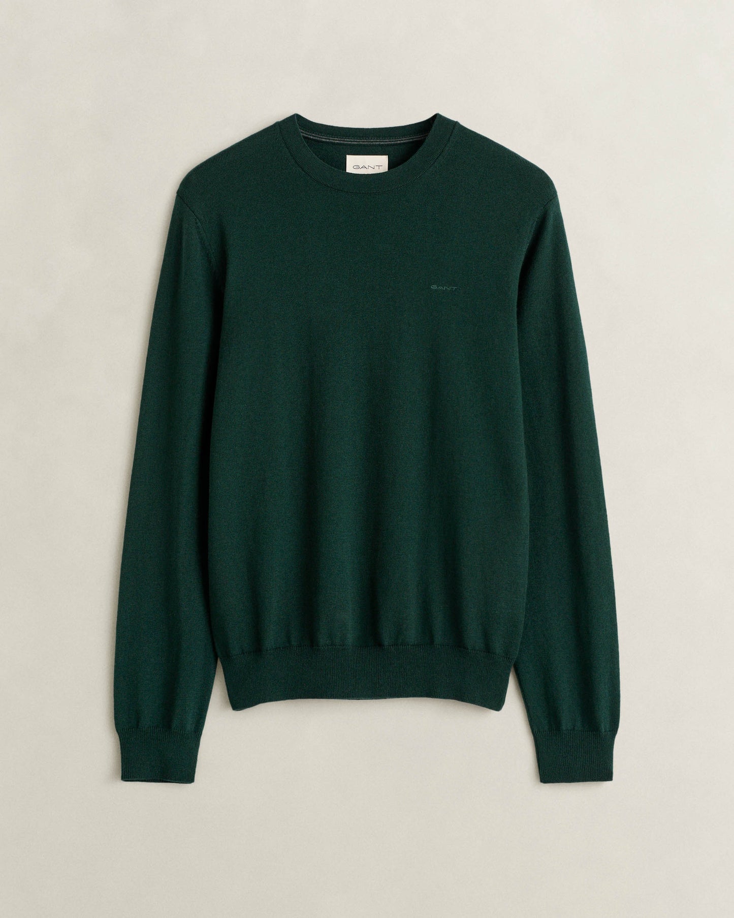 GANT Mens Cotton Wool Crew Neck Sweater - 374 Tartan Green