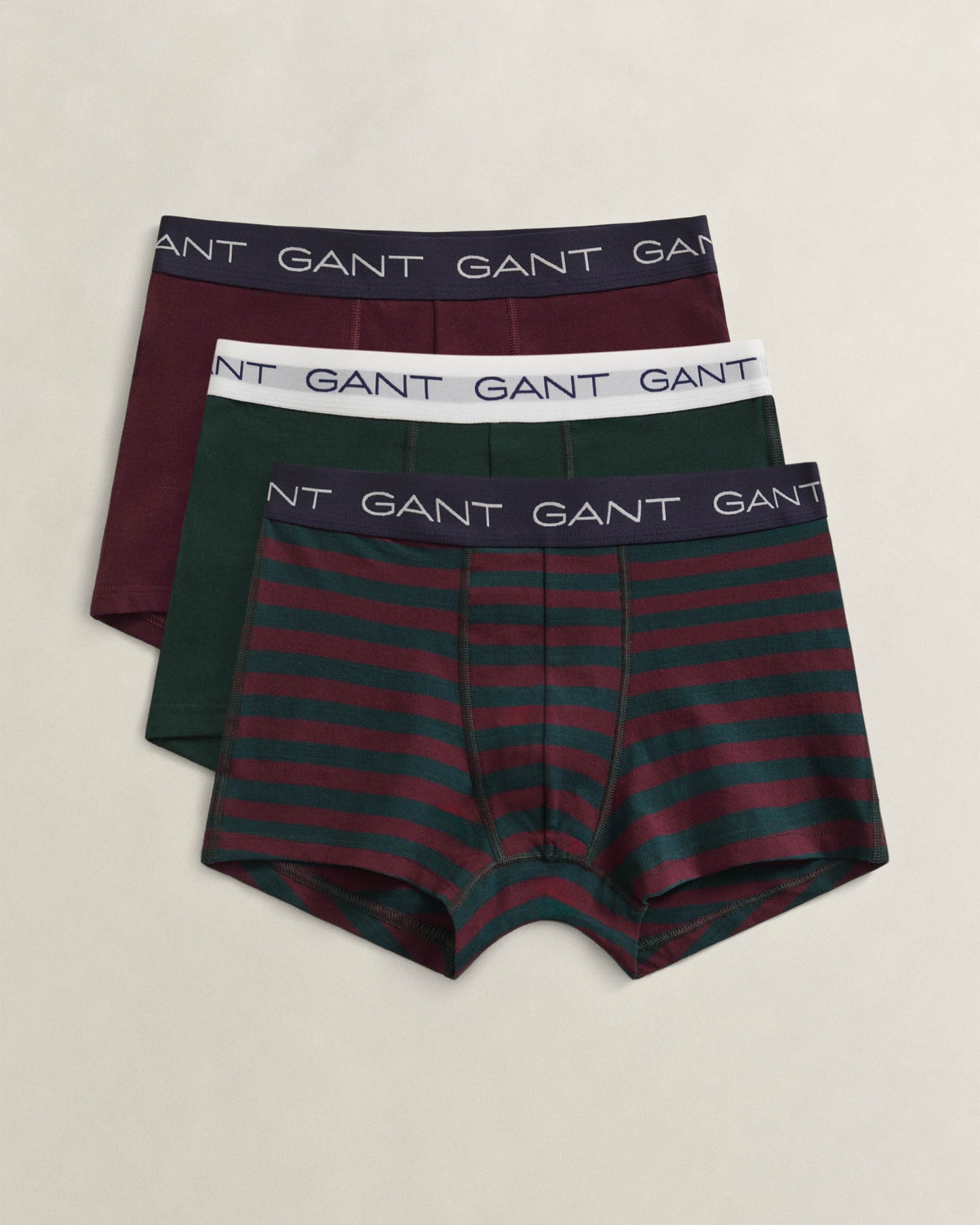 GANT Mens Striped Trunk 3-Pack Gift Box - 374 Tartan Green