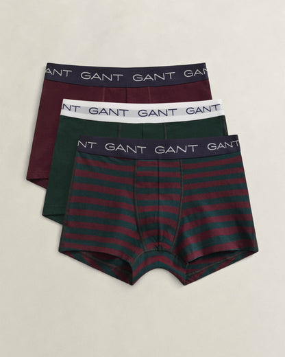GANT Mens Striped Trunk 3-Pack Gift Box - 374 Tartan Green