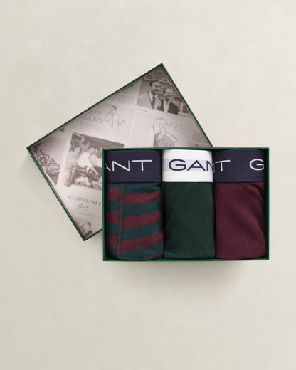 GANT Mens Striped Trunk 3-Pack Gift Box - 374 Tartan Green