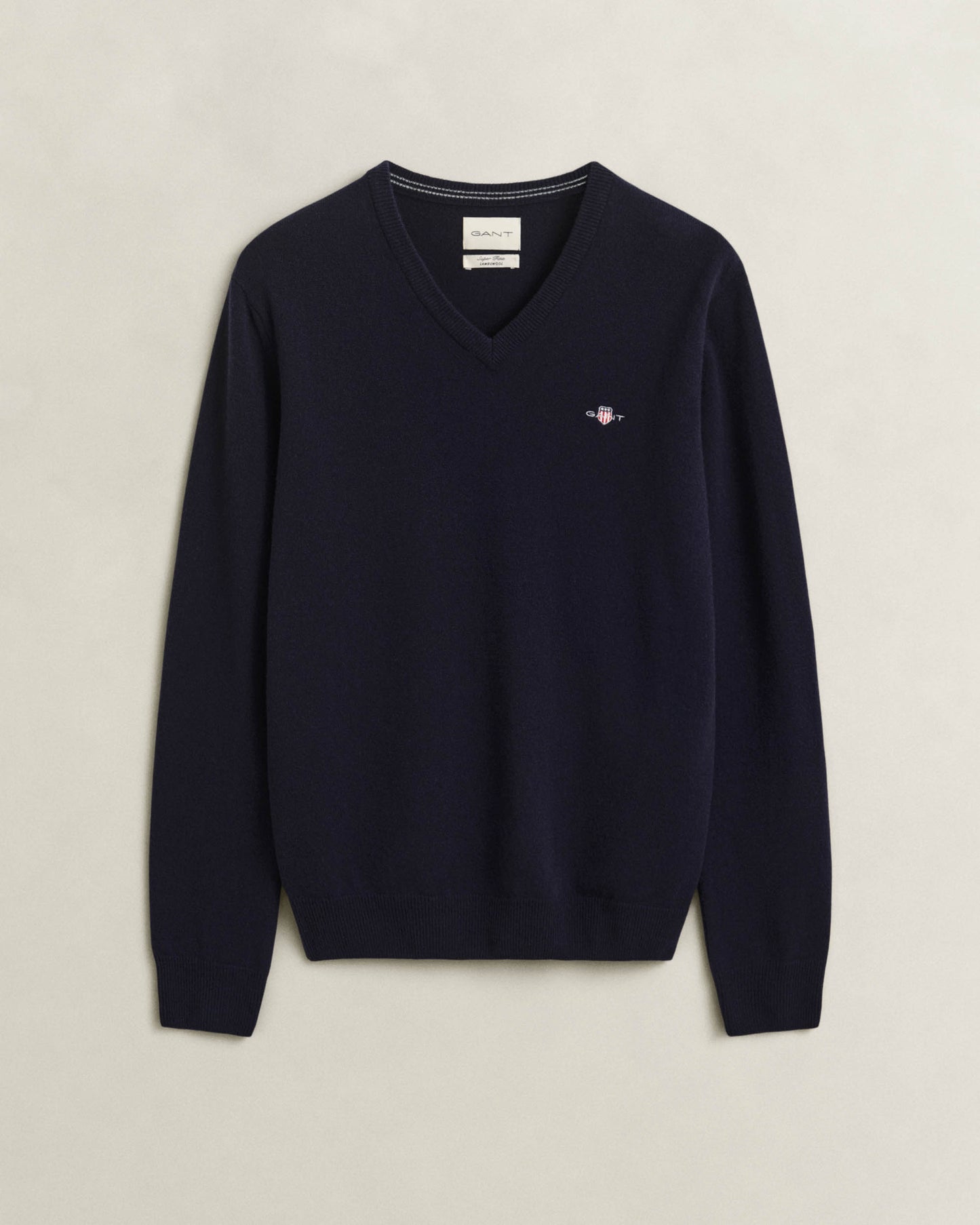 GANT Mens Superfine Lambswool V-Neck Sweater - 410 Marine