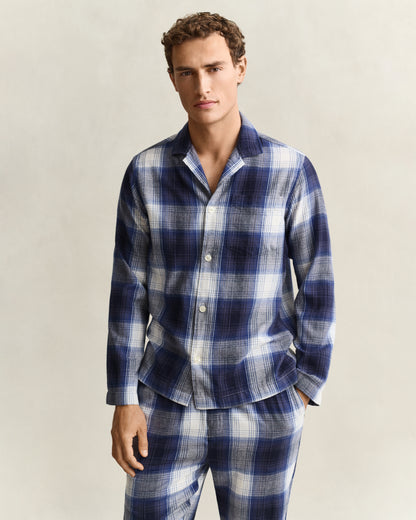 GANT Mens Flannel Checked Pyjama Set Gift Box - 410 Marine, front top