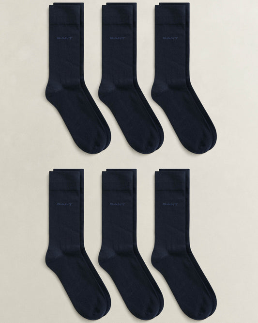 GANT Mens 6-Pack Cotton Socks - 410 Marine