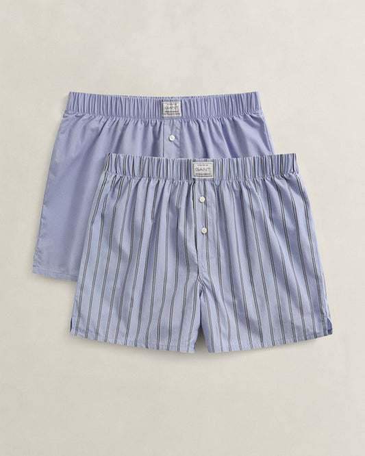 GANT Mens Striped Boxer Shorts 2-Pack - 411 Lavender Blue