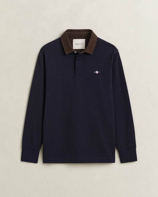 GANT Mens Cord Collar Rugger - 433 Evening Blue
