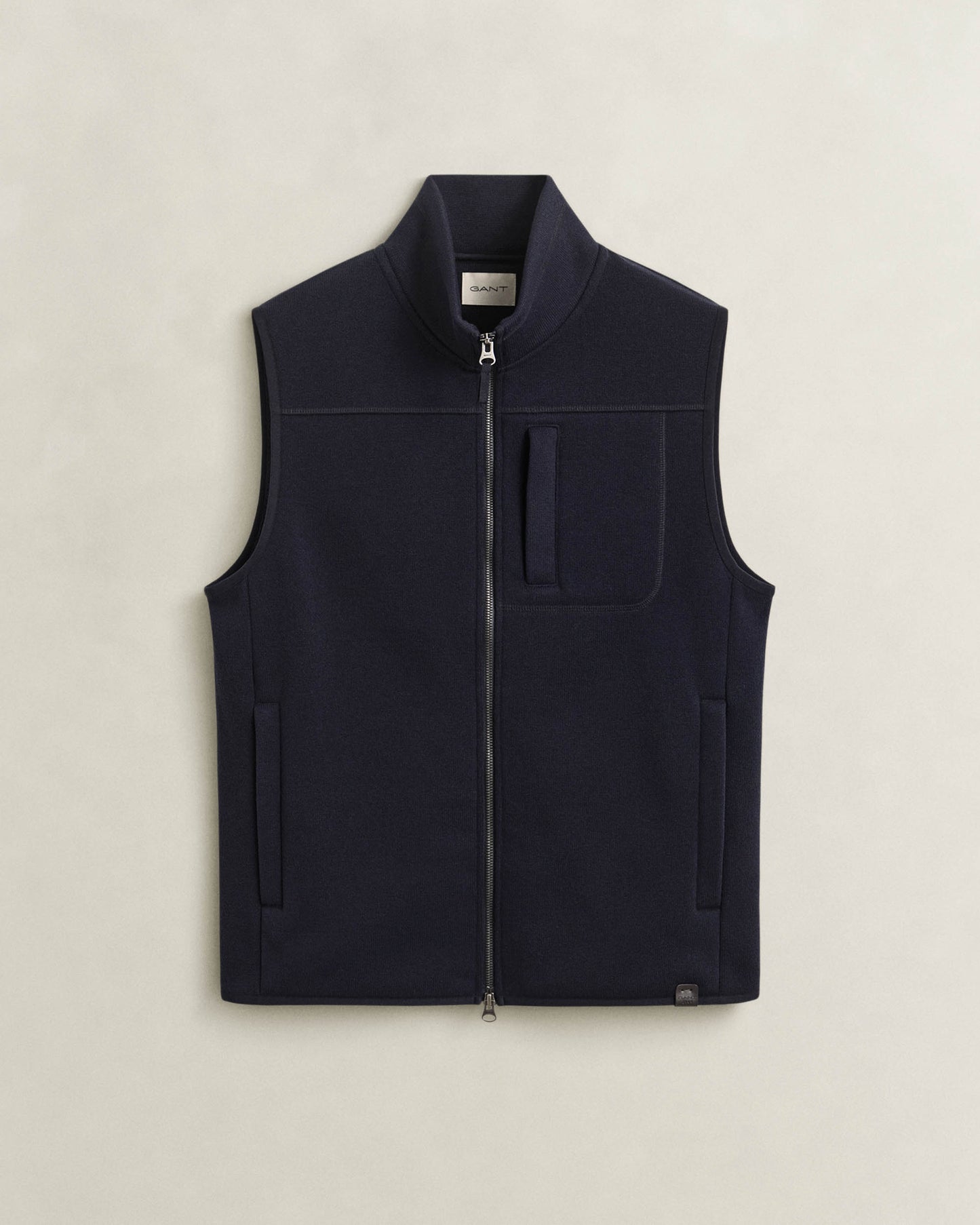 GANT Mens Zipped Fleece Vest - 433 Evening Blue | CHO | Designer Mens Fleece Gilets
