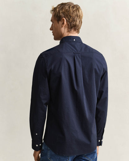 GANT Mens Regular Fit Long Sleeve Poplin Shirt - 433 Evening Blue