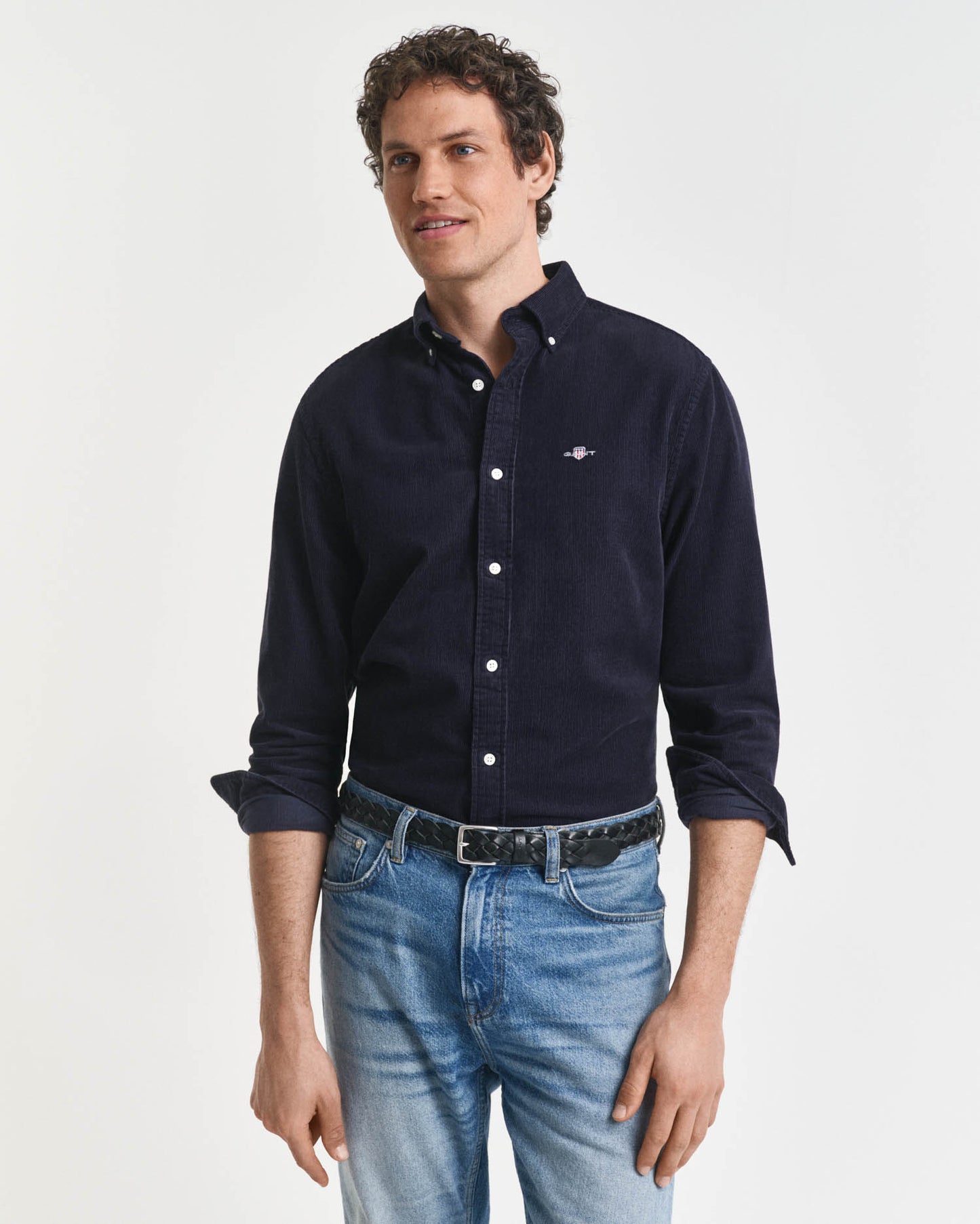 GANT Mens Regular Fit Corduroy Shirt - 433 Evening Blue