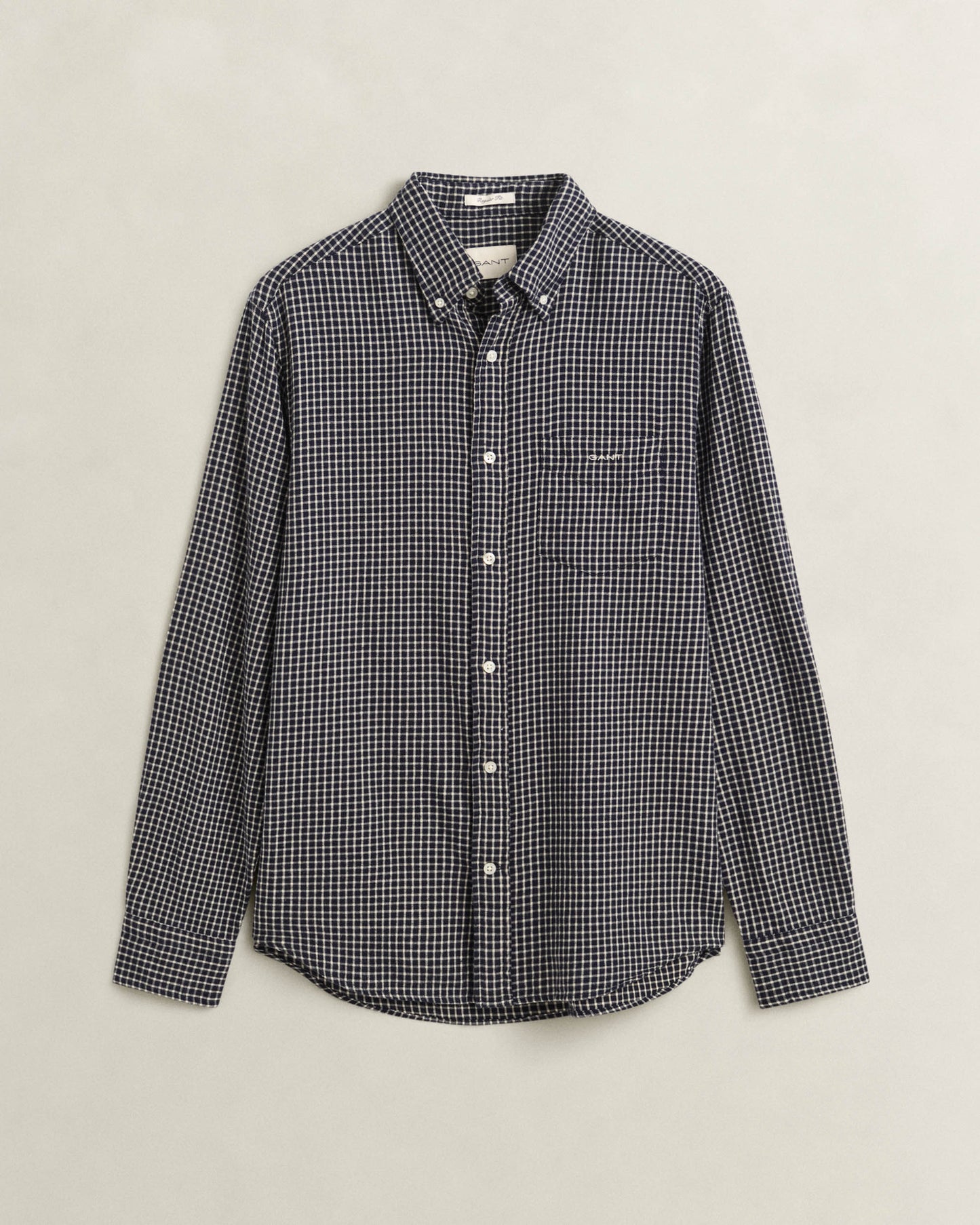 GANT Mens Regular Fit Windblown Flannel Check Shirt - 433 Evening Blue | CHO | Designer Mens Long Sleeve Shirts