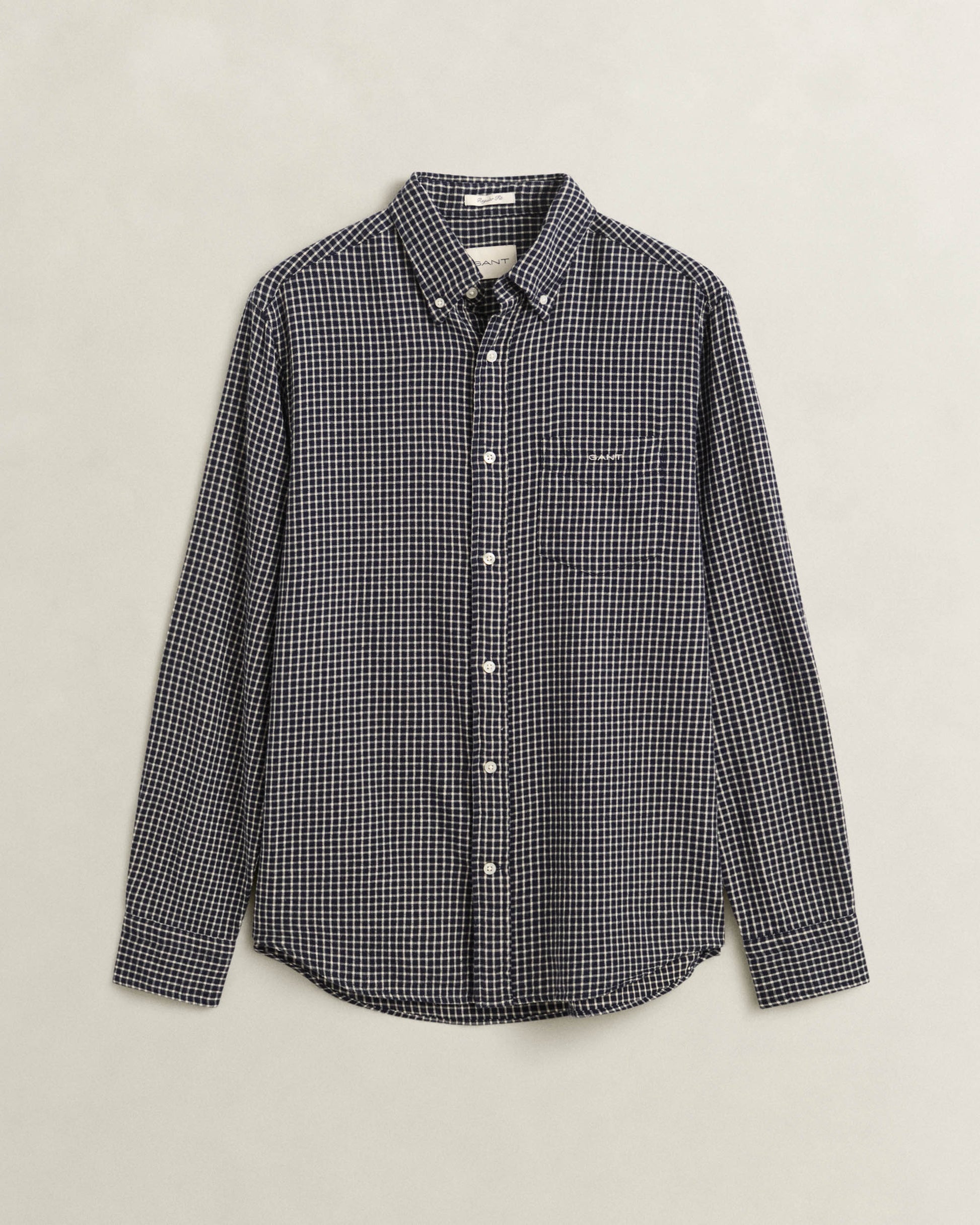 GANT Mens Regular Fit Windblown Flannel Check Shirt - 433 Evening Blue | CHO | Designer Mens Long Sleeve Shirts