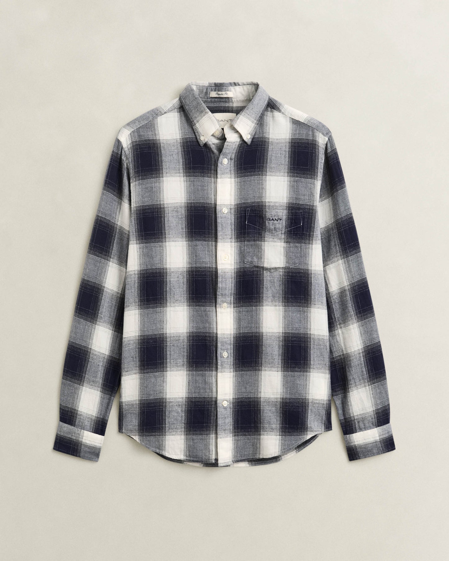 GANT Mens Regular Fit Windblown Flannel Broad Check Shirt - 433 Evening Blue | CHO | Designer Mens Long Sleeve Shirts