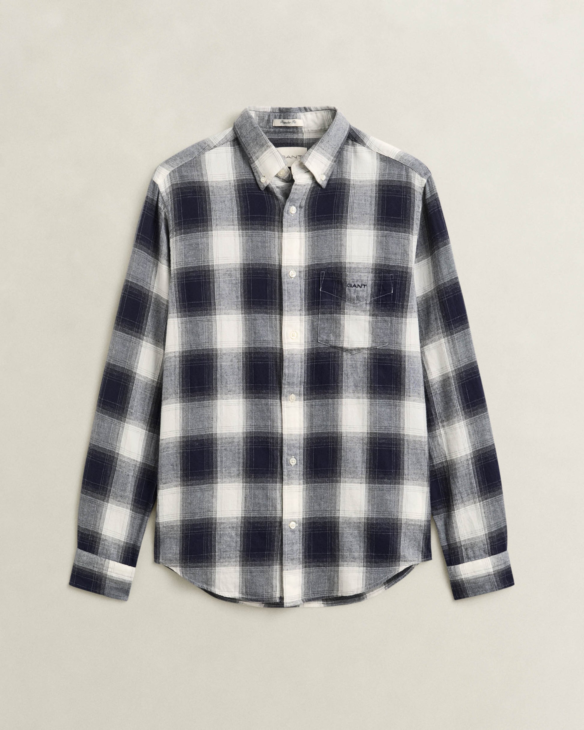 GANT Mens Regular Fit Windblown Flannel Broad Check Shirt - 433 Evening Blue | CHO | Designer Mens Long Sleeve Shirts