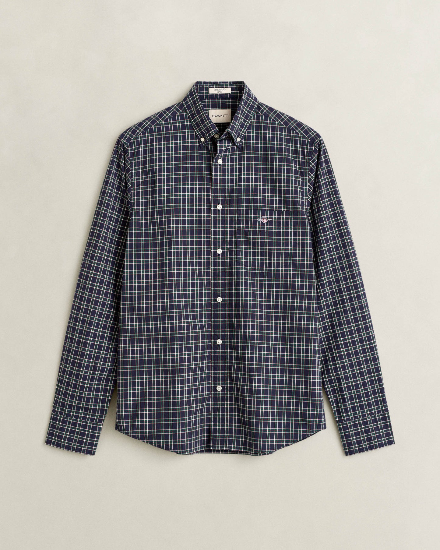 GANT Mens Regular Fit Poplin Check Shirt - 433 Evening Blue