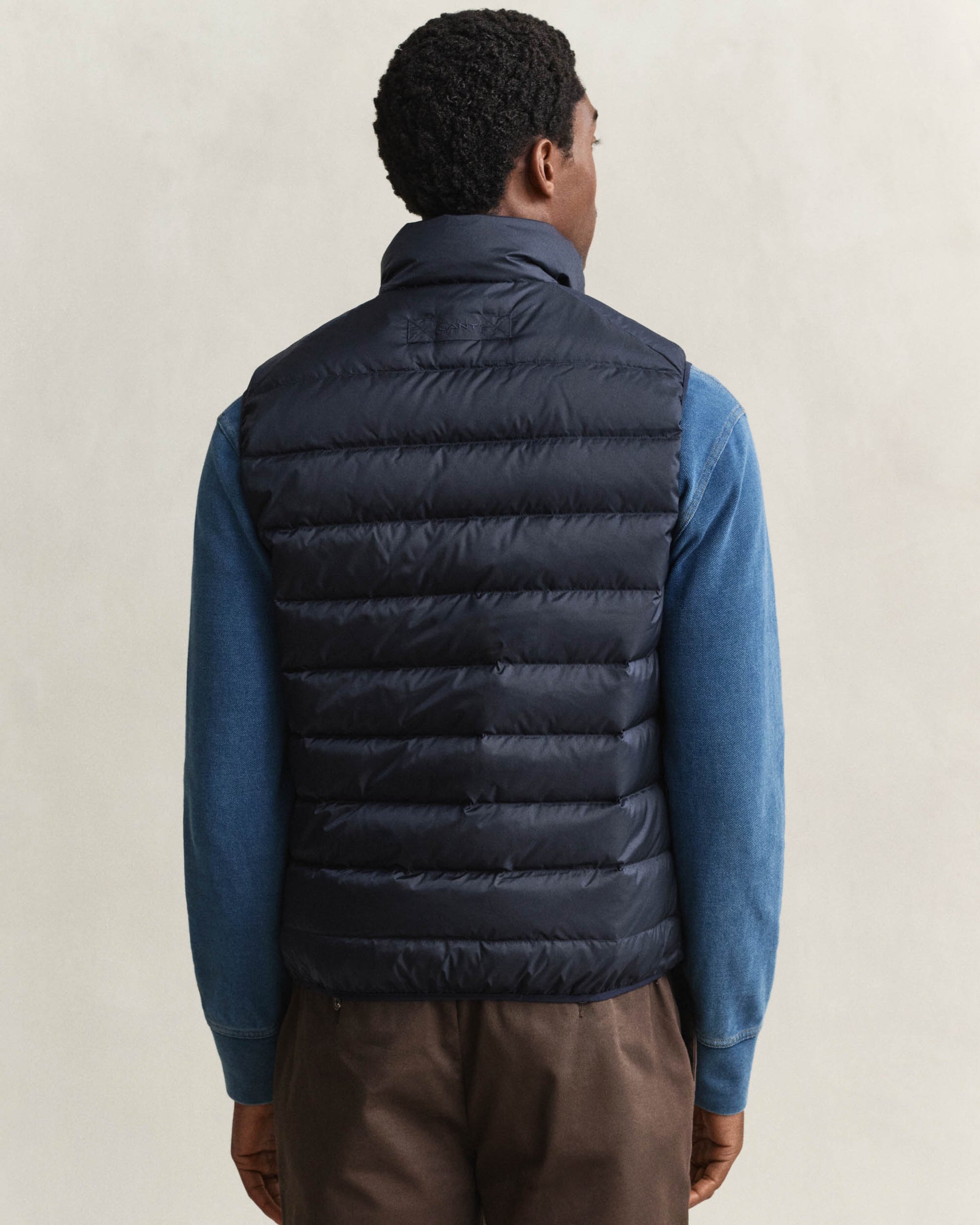 GANT Mens Light Down Shield Logo Gilet - 433 Evening Blue | CHO | Designer Mens Padded Gilets