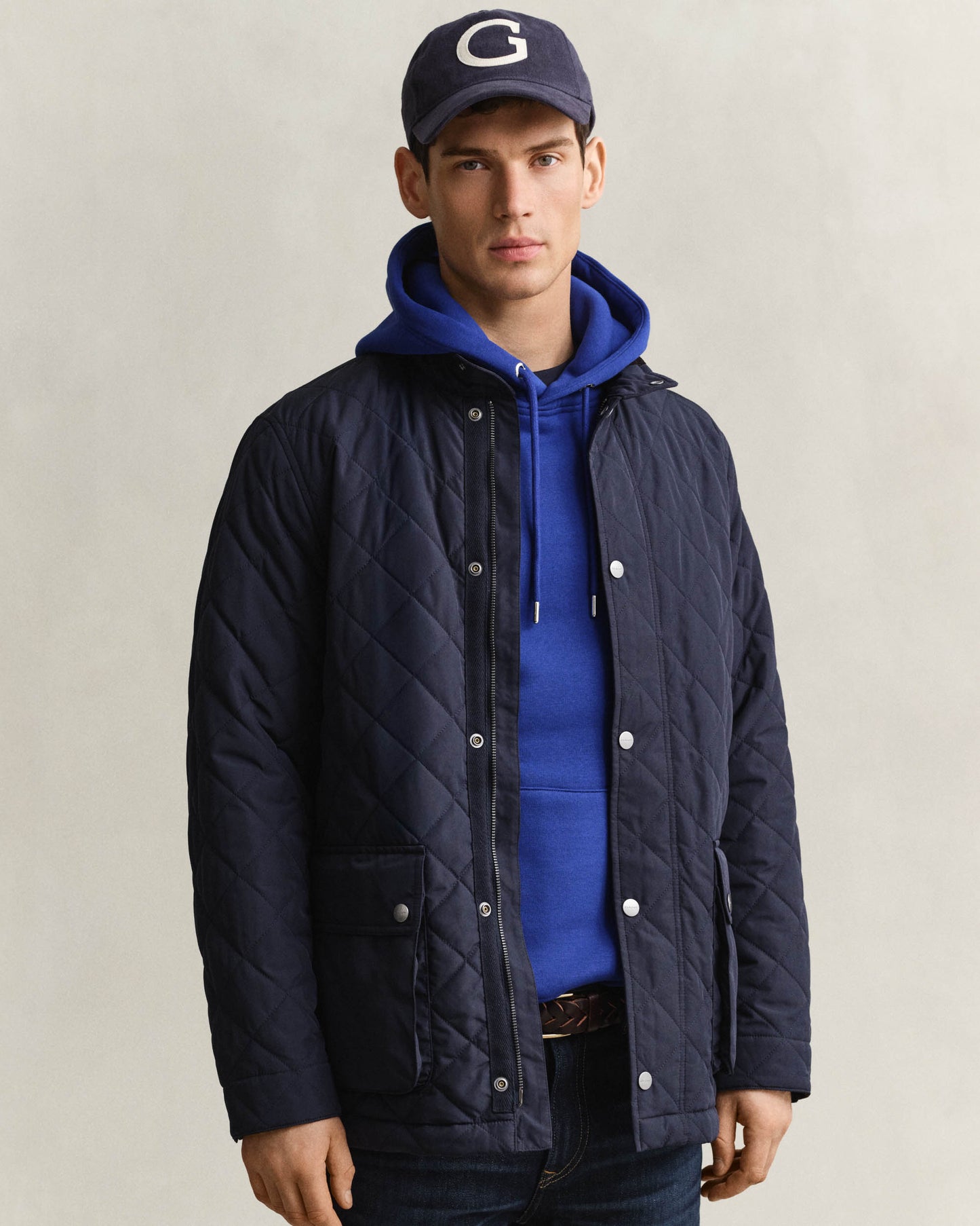 GANT Mens Quilted Mid Jacket - 433 Evening Blue