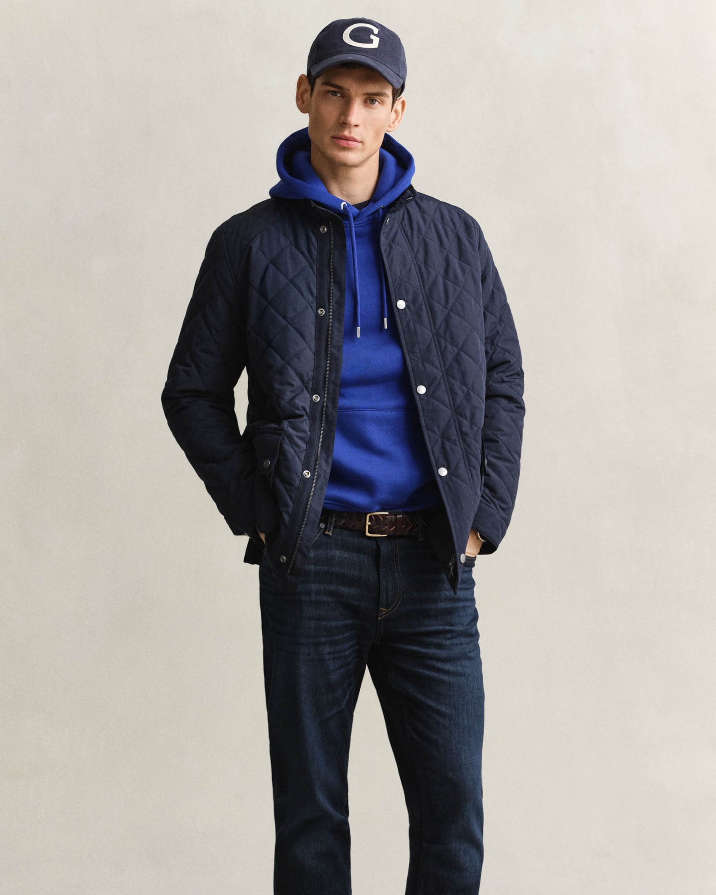 GANT Mens Quilted Mid Jacket - 433 Evening Blue