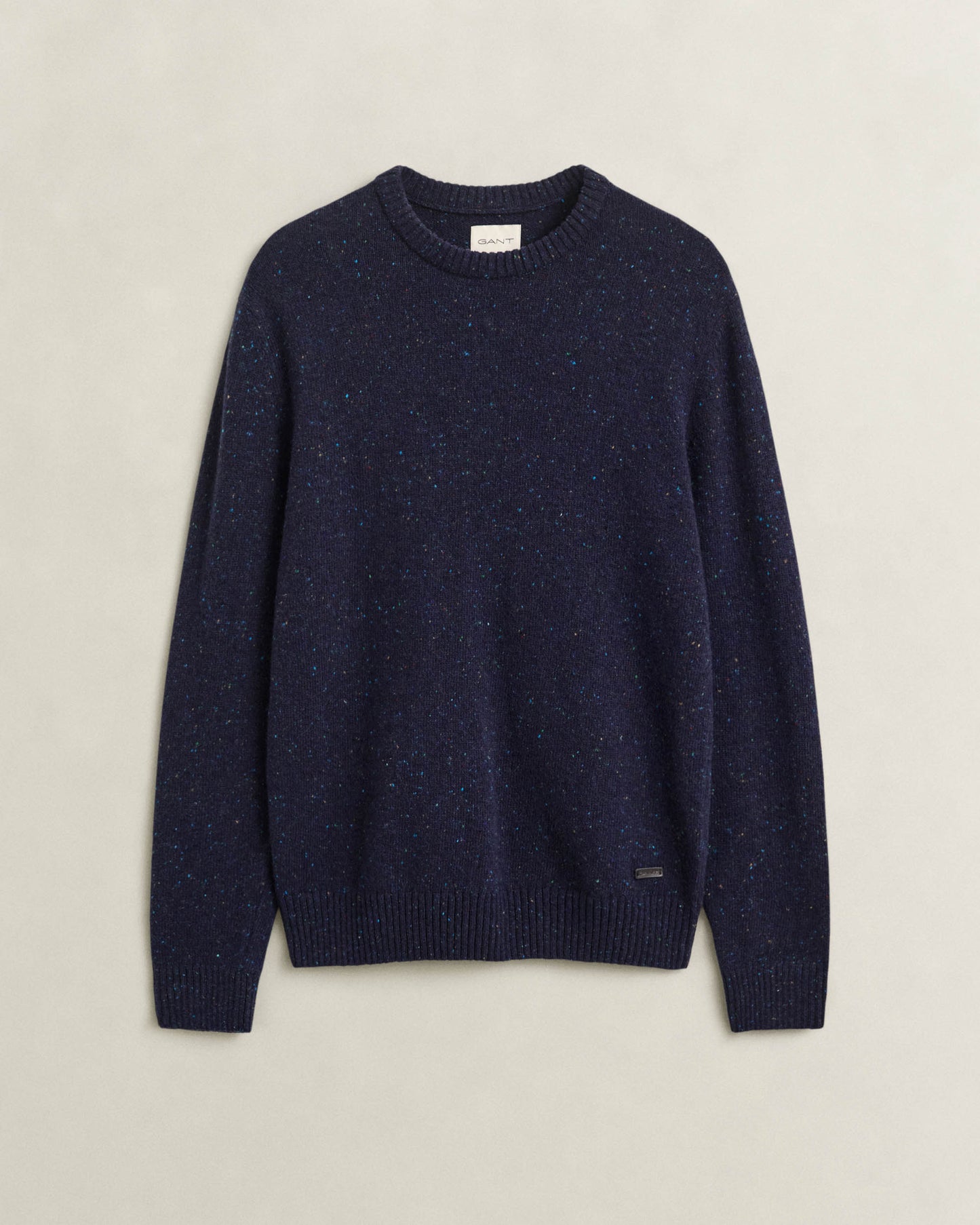 GANT Mens Wool Blend Neps Crew Neck Sweater - 433 Evening Blue | CHO | Designer Mens Crew Neck Jumpers