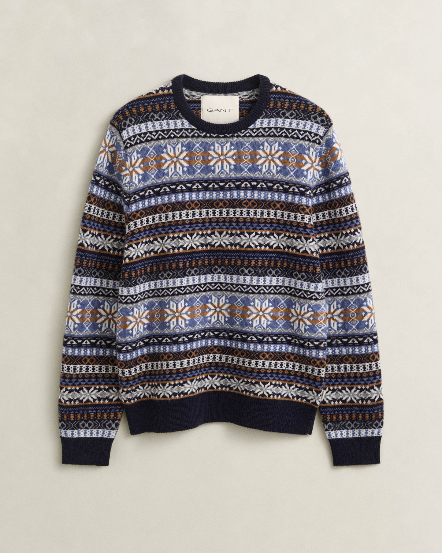 GANT Mens Fair Isle Crew Neck Sweater - 433 Evening Blue