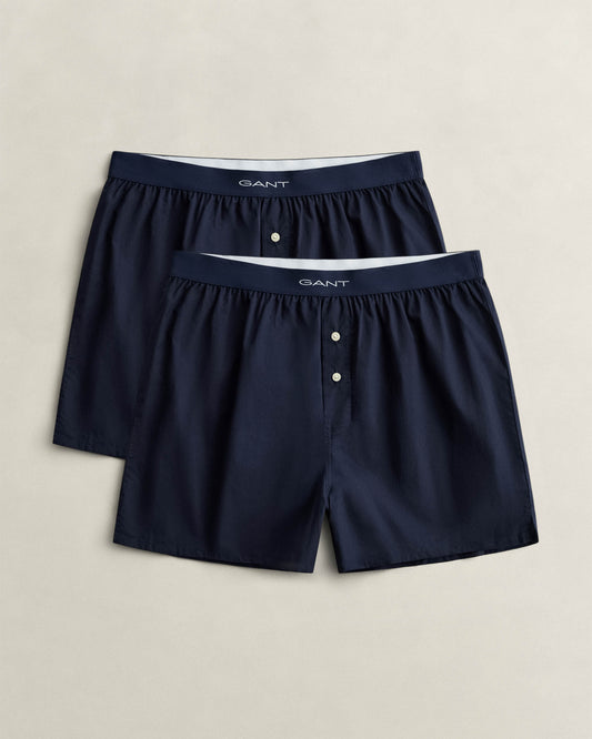 GANT Mens Woven Boxer Shorts 2 - Pack - 433 Evening Blue | CHO | Designer Mens Underwear