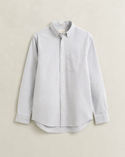 GANT Mens Regular Fit Brushed Oxford Stripe Shirt - 435 Crisp Blue | CHO | Designer Mens Long Sleeve Shirts